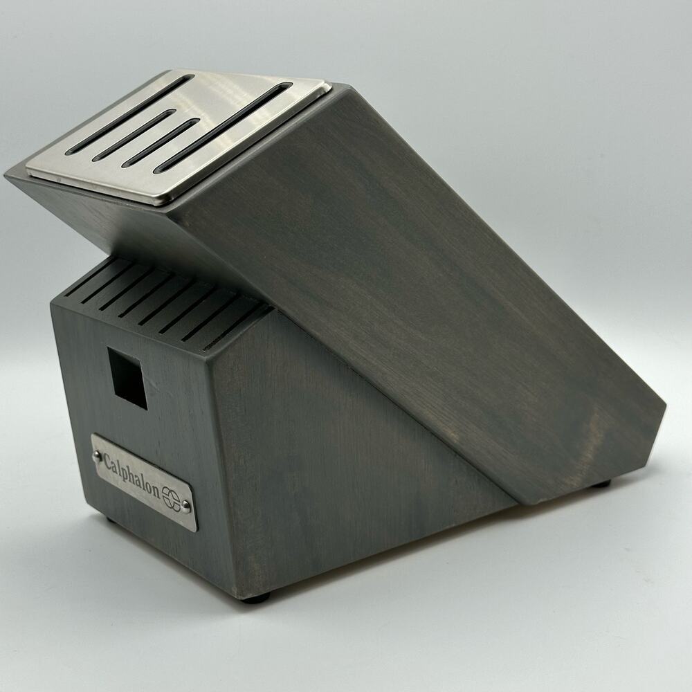 Calphalon Sharpening Knife Block 14 Slot Self Sharpen Gray Wood Finish NEW - Picture 5 of 7